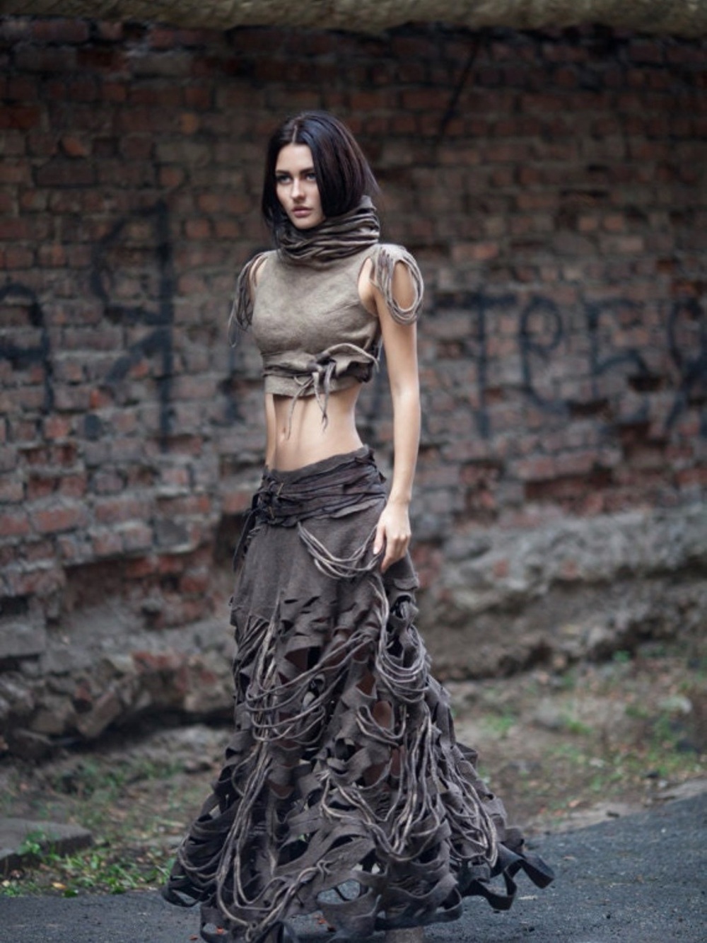 Bohemian Cutout Maxi Set in Grey Ombré